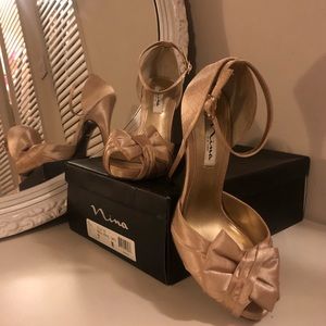 Size 7 M Gold Royal Satin Nina Heels